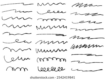 Handgezeichnete Linien, Dekorationen, Unterstreichungen