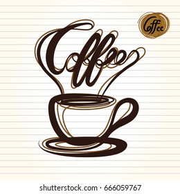 hand drawn line sketch doodle illustration of coffee cup,vector illustration