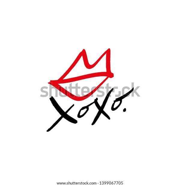 Hand Drawn Line Sketch Lipstick Kiss Stock Vector Royalty