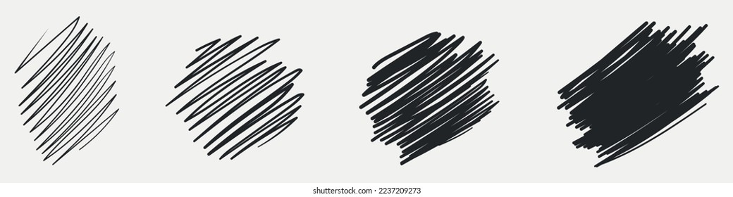 Hand drawn line sketch set. Vector scribble doodle linear for message note mark design element. Pencil or pen graffiti elements or draft illustration. 10 EPS.