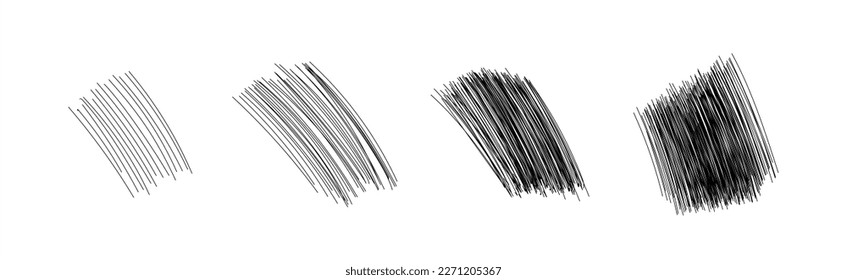 Conjunto de esbozo de línea dibujada a mano. El doodle de garabatos vectoriales es lineal para el elemento de diseño de marca de notas de mensaje. Elementos de graffiti con lápiz o pluma o ilustración de borrador. 10 EPS.