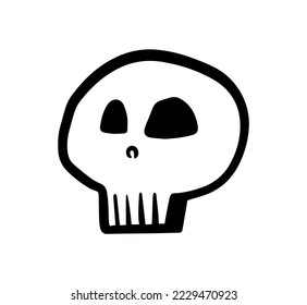 Hand drawn line skull design vector. Doodle character symbol. 