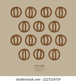 Hand drawn line spheres are arranged repeatedly, rough brush edges, pattern design, vector material.