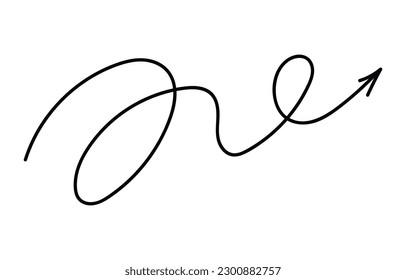 Hand drawn line spiral arrow. Vector isolated illustration