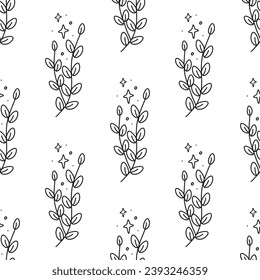 Hand drawn line tree branches pattern