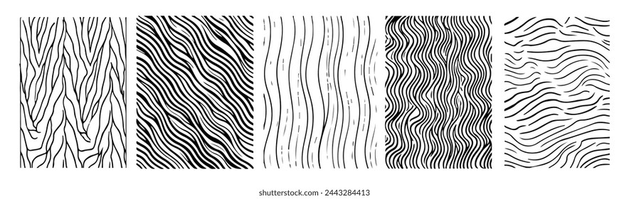Hand drawn line vector background set black color