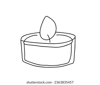 Hand drawn line vector burning candle icon. Christmas advent outline illustration for greeting card, web design isolated holiday invitation