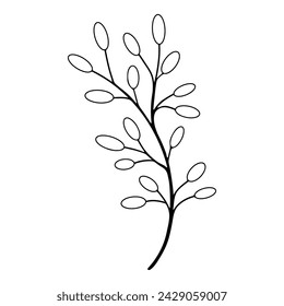 Hand drawn line wedding herb, elegant leaves for invitation save the date card.