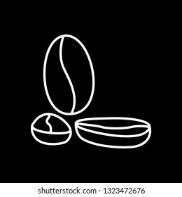 Hand drawn of line white vector illustration in pencil style Coffee beans Isolated on black background. coffee bar. Coffee concept. Restaurant concept.