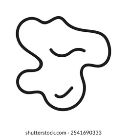 Hand drawn linear abstract liquid blot silhouette. Doodle graphic illustration
