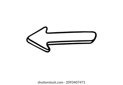 Hand drawn linear arrow for infographic design, vector illustration isolated on white background. Outline doodle direction pointer.