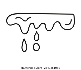 Hand drawn linear dripping flow liquid melt and drop. Doodle water splashes graphic illustration