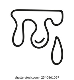 Escorrimento linear desenhado à mão fluxo líquido derreter e cair. Desenho de água salpicos ilustração gráfica