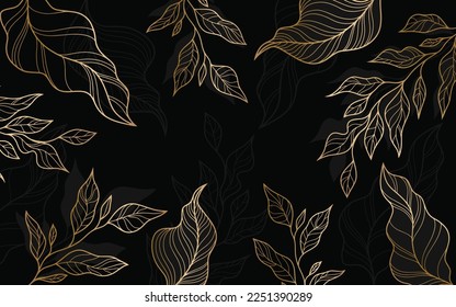 Hand drawn linear engraved leaf background