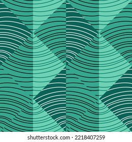 Ornamento interminable geométrico lineal dibujado a mano. Patrón sin fisuras de mosaico ondulado. Fondo de pantalla con líneas decorativas. Diseño para tela, impresión textil, papel de envoltura, cubierta. Ilustración del vector