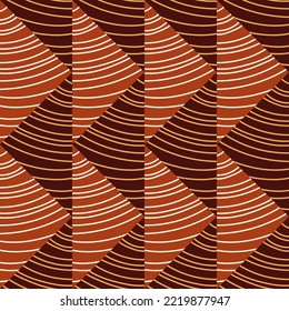 Hand drawn linear geometric endless ornament. Wave mosaic seamless patern. Decorative lines wallpaper. Design for fabric, textile print, wrapping paper, cover. Vector illustration