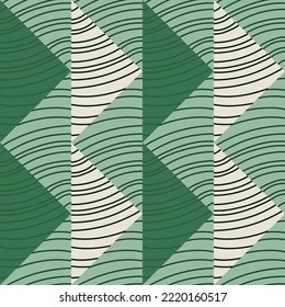 Hand drawn linear geometric endless ornament. Wave mosaic seamless patern. Decorative lines wallpaper. Design for fabric, textile print, wrapping paper, cover. Vector illustration
