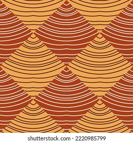 Hand drawn linear geometric endless ornament. Wave mosaic seamless patern. Decorative lines wallpaper. Design for fabric, textile print, wrapping paper, cover. Vector illustration