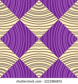Hand drawn linear geometric endless ornament. Wave mosaic seamless patern. Decorative lines wallpaper. Design for fabric, textile print, wrapping paper, cover. Vector illustration