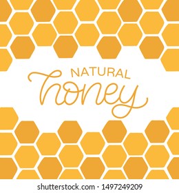 Hand drawn linear lettering logo. The inscription: Natural honey. Perfect design for logo, posters, banners, prints.