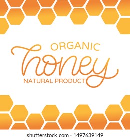 Hand drawn linear lettering logo. The inscription: Organic honey. Perfect design for logo, posters, banners, prints.