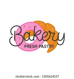 Hand drawn linear lettering logo. The inscription: Bakery. Perfect design for logo, posters, banners, prints.