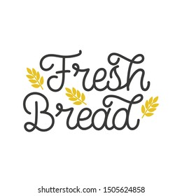 Hand drawn linear lettering logo. The inscription: Fresh Bread. Perfect design for logo, posters, banners, prints.