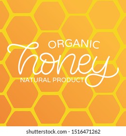 Hand drawn linear lettering logo. The inscription: Organic honey. Perfect design for logo, posters, banners, prints.