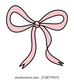 Mão desenhada linear uma linha minimalista rosa feminino coquette arco fitas logotipo de quadro de banner. Ilustração de EPS e JPG de estoque vetorial isolada no plano de fundo para o modelo de design Aniversário, casamento, Valentines