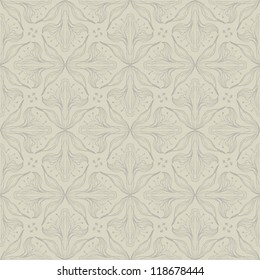 hand drawn linear pattern with elegant flowers website background or holiday wrapping paper or elegant wedding invitation background seamless vector in baroque and rococo style in white and gray color