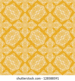 hand drawn linear pattern, thin lines on gold, website background or holiday wrapping paper or elegant wedding invitation background, seamless vector in baroque and rococo style with damask motifs