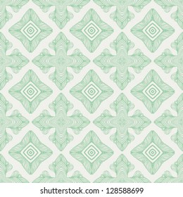 hand drawn linear pattern, thin green lines, website background or holiday wrapping paper or elegant wedding invitation background, seamless vector in baroque and rococo style with damask motifs