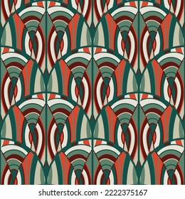 Hand drawn linear seamless pattern. Vintage line ornament. Outline waves tile endless wallpaper. Design for fabric, textile print, wrapping paper, cover. Vector illustration
