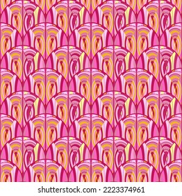 Hand drawn linear seamless pattern. Vintage line ornament. Outline waves tile endless wallpaper. Design for fabric, textile print, wrapping paper, cover. Vector illustration