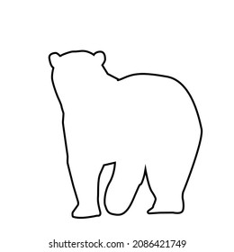 Hand drawn linear of silhouette of bear. Abstract line icon wild animal forest.Miinimalism style for baby poster, christmas card, greeting card, wedding cad, banners, social media stories stikers.