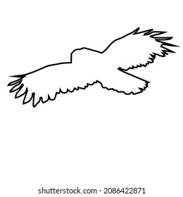Hand drawn linear of silhouette of owl. Abstract line icon wild animal forest.Miinimalism style for baby poster, christmas card, greeting card, wedding cad, banners, social media stories stikers.