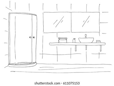 Sketch Modern Toilet Shower Toilet Bidet Stock Illustration 1676911057 ...