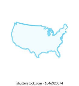Hand drawn linear sketch of the USA cartography map. USA map contour. Stock vector illustration isolated on white background.