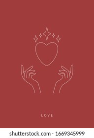 Logotipo/icono de manos dibujado a mano de estilo lineal. símbolo de abstracto de amor 