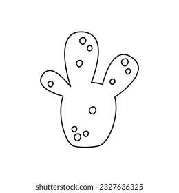 Ilustración vectorial lineal dibujada a mano de un cactus