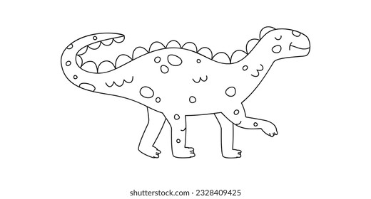 Hand drawn linear vector illustration of iguanodon dinosaur