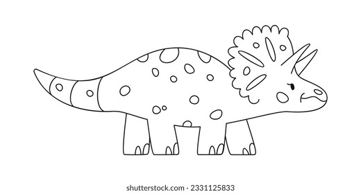 Hand drawn linear vector illustration of triceratops dinosaur