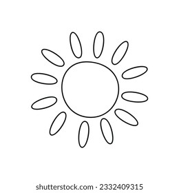 Hand drawn linear vector illustration of sun
