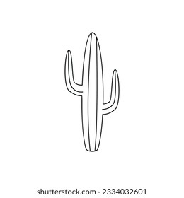 Hand drawn linear vector illustration of a cactus