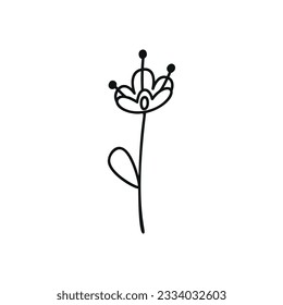 Hand drawn linear vector illustration of a flower