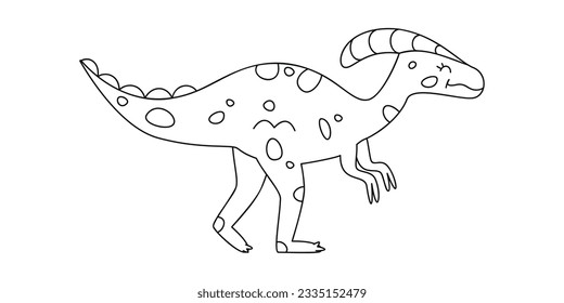 Hand drawn linear vector illustration of parasaurolophus