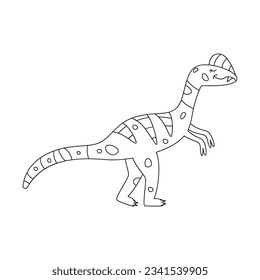 Ilustración vectorial lineal dibujada a mano del dinosaurio dilofosauro