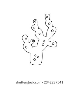 Hand drawn linear vector illustration of a cactus