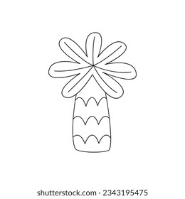 Hand drawn linear vector illustration of a palm tree