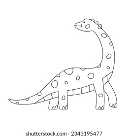 Hand drawn linear vector illustration of brachiosaurus dinosaur